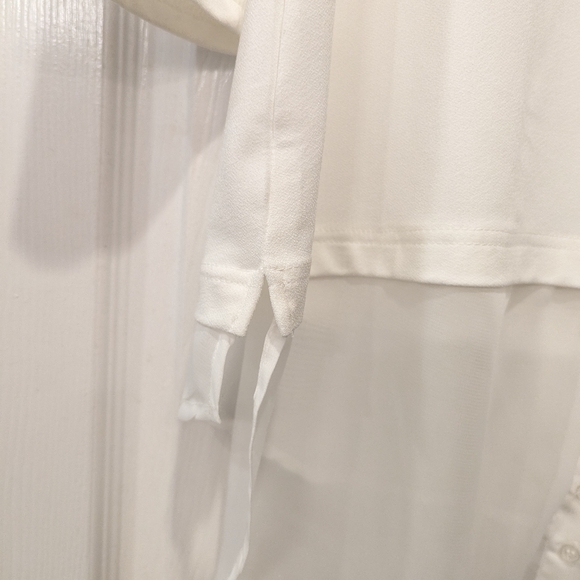 Nina Leonard White pullover layered flowy lightweight Blouse shirt size L office - Picture 7 of 8
